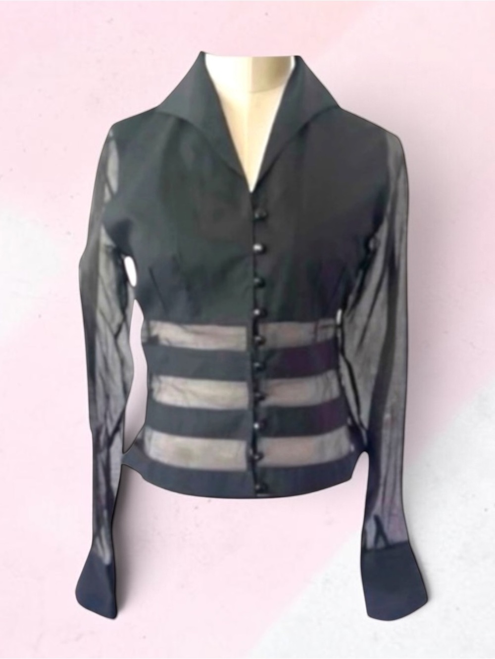 ANNE FONTAINE PARIS FRANCE COTTON SHEER TOP SIZE 2